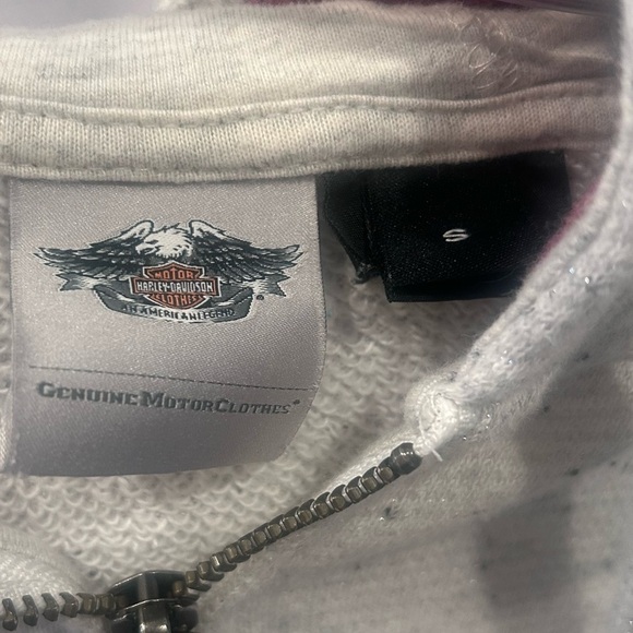 Harley-Davidson Women Metallic Flecked Zip Hoodie Track Hooded Jacket Small - Picture 3 of 6